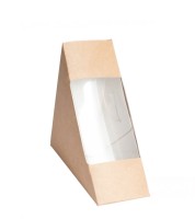 Коробка под сэндвич с окном (130х130х70мм, крафт)