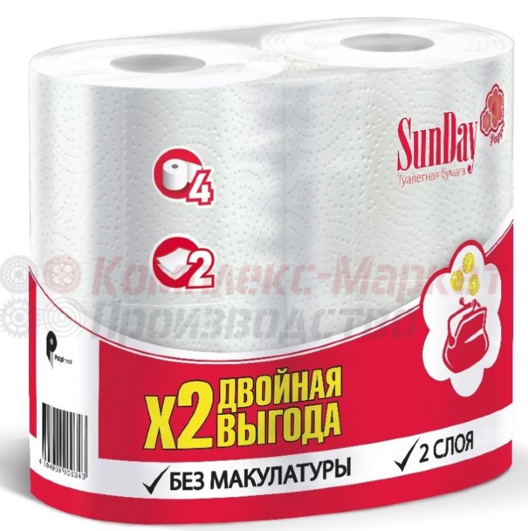 Туалетная бумага "SunDay" (4 рулона)