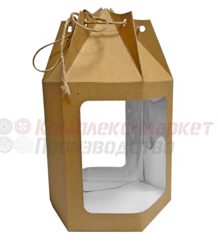 Упаковка "Картонный мешок с окошками" бурая (180х155х180мм)
