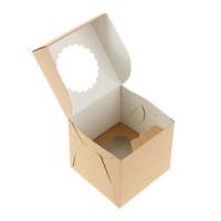 Коробка для 1 капкейка с окном (крафт)