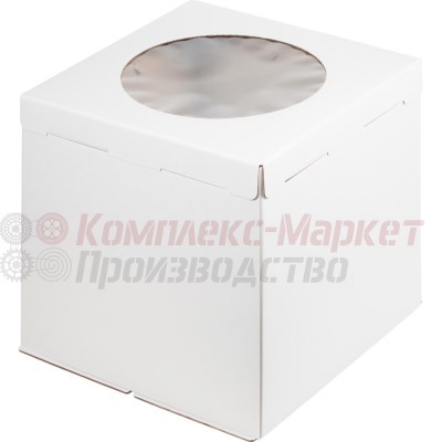 Коробка картонная для торта с окном (300х300х300 мм, белая)
