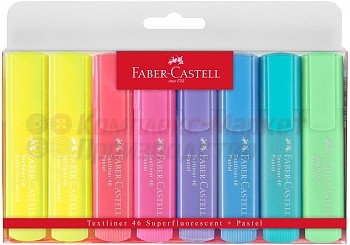 Набор текстовыделителей "Faber-Castell "Pastel+Superfluorescent" (8 цветов, 1-5 мм)