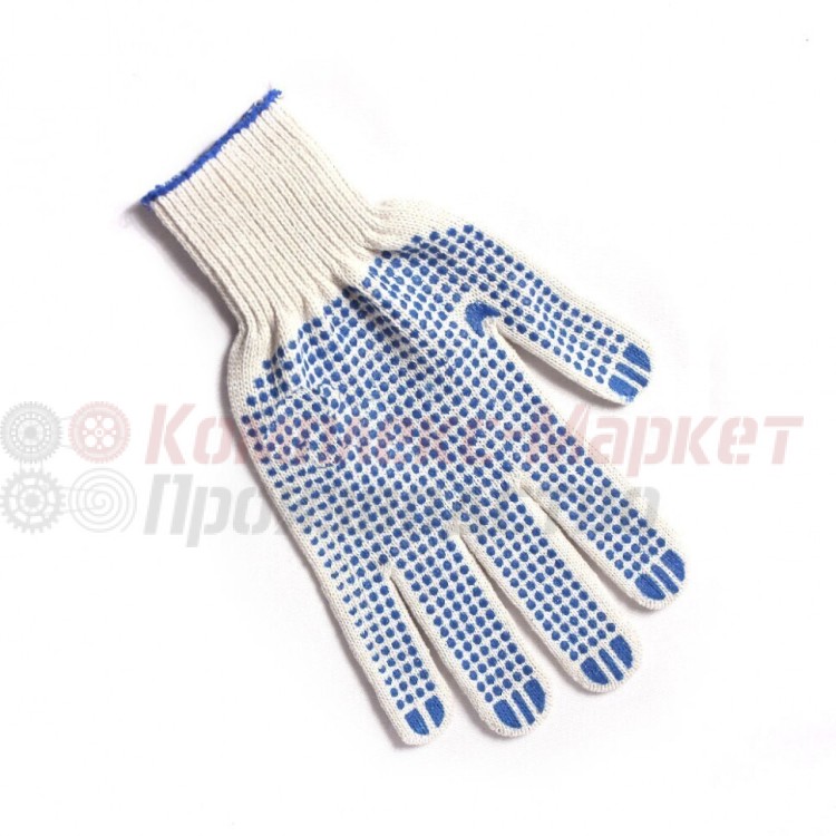 Перчатки хозяйственные (5-ти нитка, белая с пвх точка)