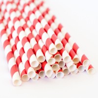 Трубочки бумажные (250 шт/уп, белые с красной полоской)