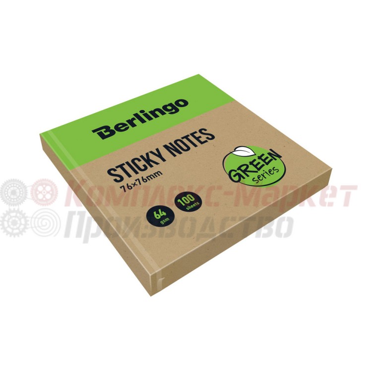 Самоклеящийся блок "Berlingo "Green Series" (76х76 мм, 100 листов)
