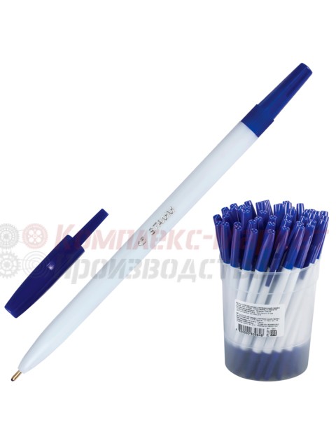 Ручка шариковая "Стамм" (синяя, 1мм, белый корпус)