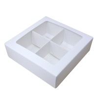Упаковка для конфет с крышкой (4 шт, 126х126х35мм, белый)