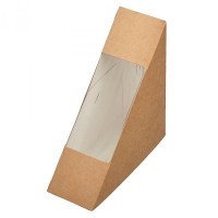 Коробка под сэндвич с окном (130х130х50мм, крафт)