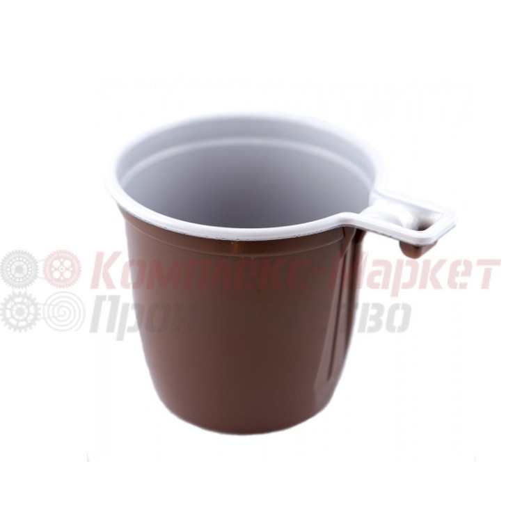 Чашка кофейная одноразовая (200 мл, бело-коричневая)