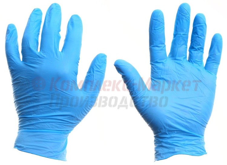 Перчатки нитриловые синие (размер S)
