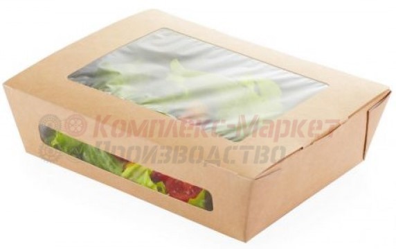 Коробка для салатов с окном "ECO" (1000 мл, крафт)