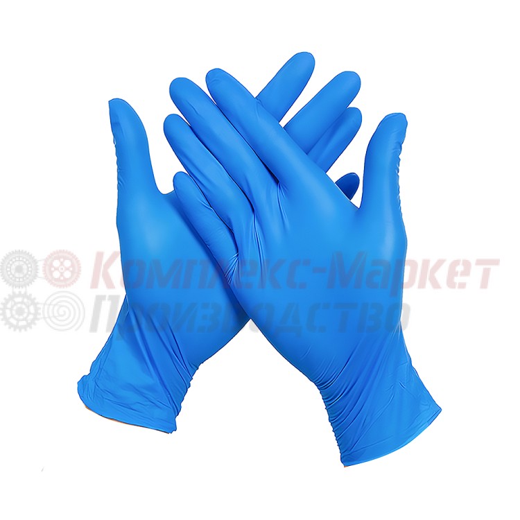 Перчатки нитриловые синие (размер M)