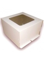 Коробка картонная для торта с окном (300х300х190 мм, белая)